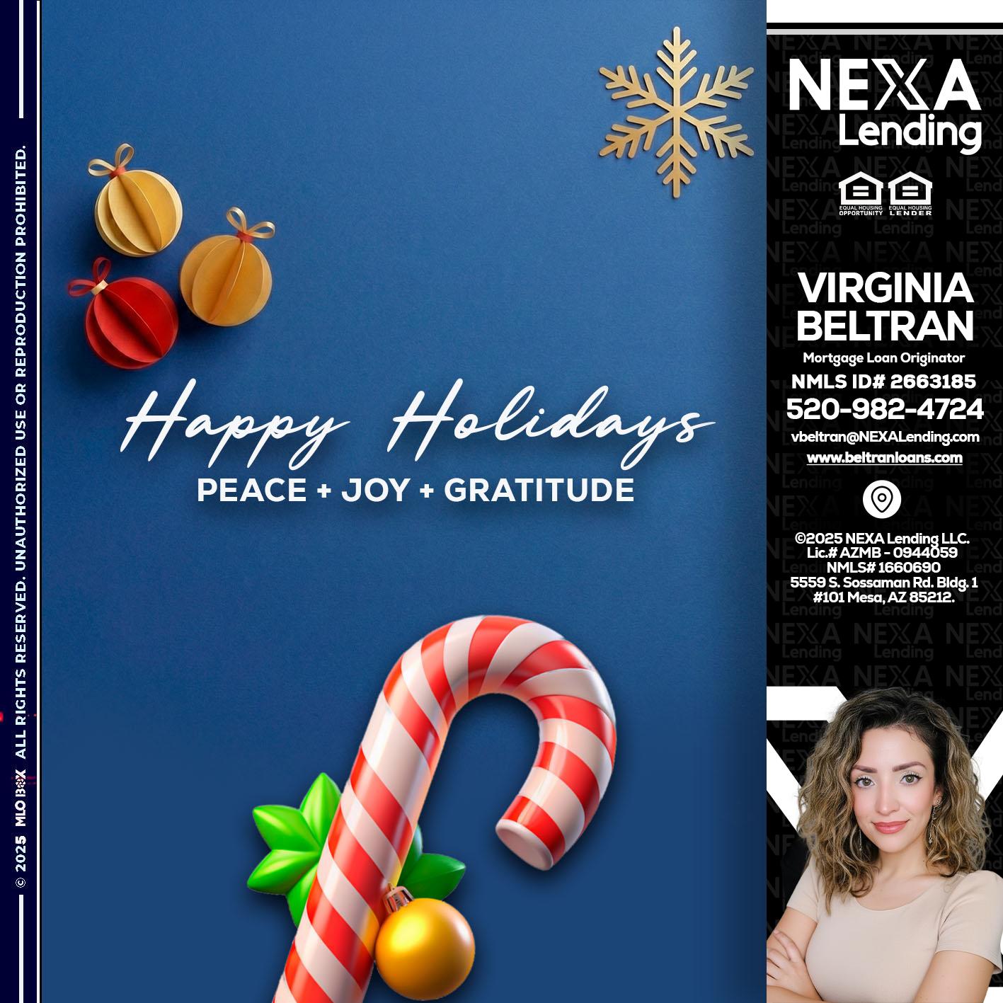 HAPPY HOLIDAYS - Virginia Beltran -Mortgage Loan Originator