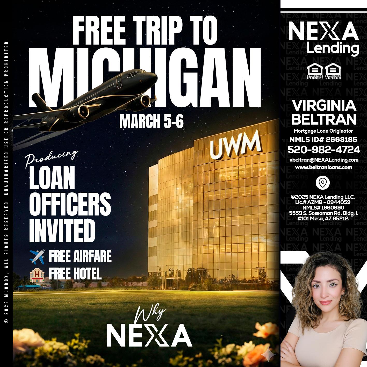 free Michigan trip - Virginia Beltran -Mortgage Loan Originator