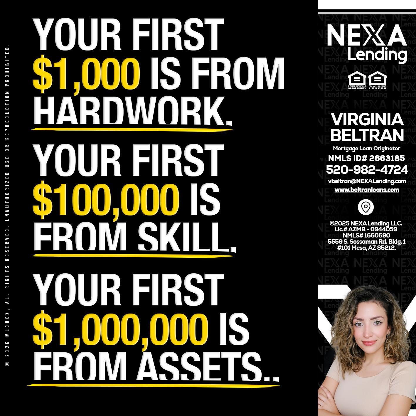 YOUR FIRST $1000 - Virginia Beltran -Mortgage Loan Originator