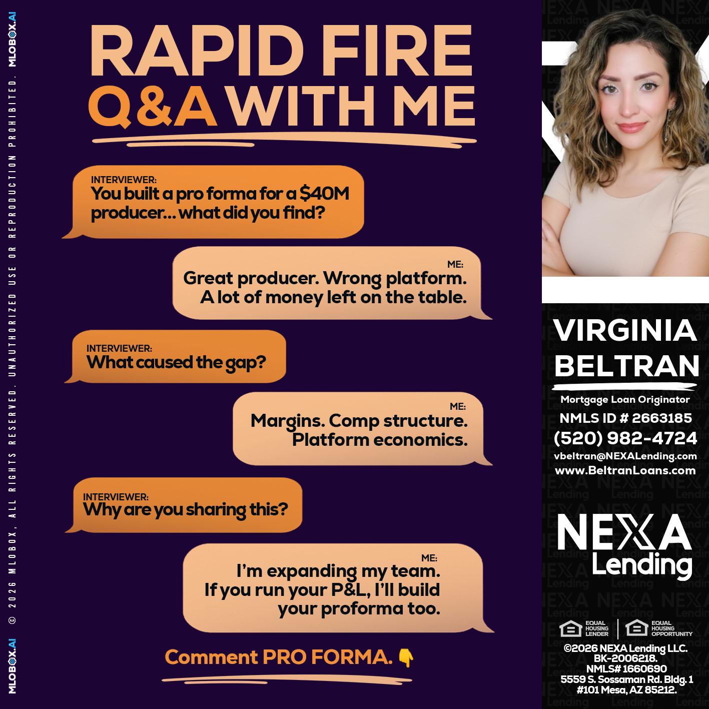 RAPID FIRE - Virginia Beltran -Mortgage Loan Originator