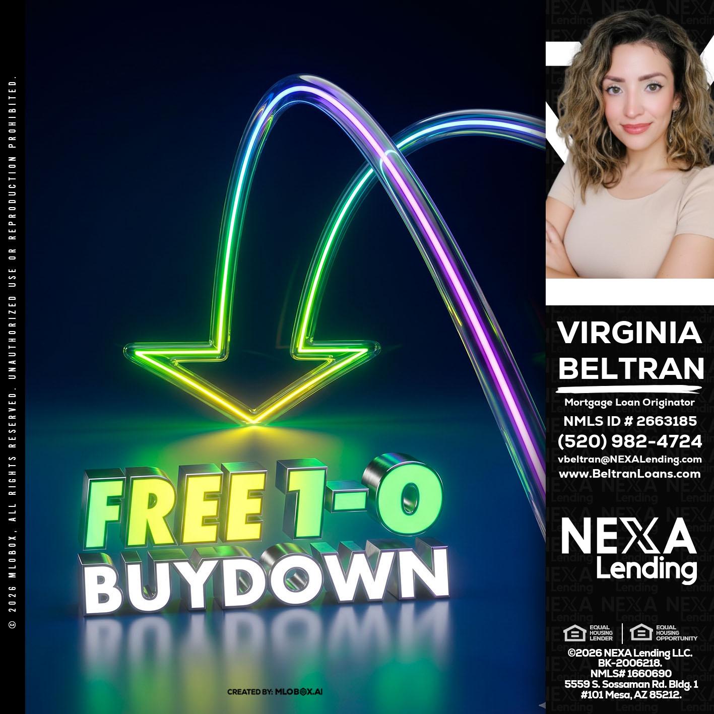FREE 1-0 BUYDOWN - Virginia Beltran -Mortgage Loan Originator