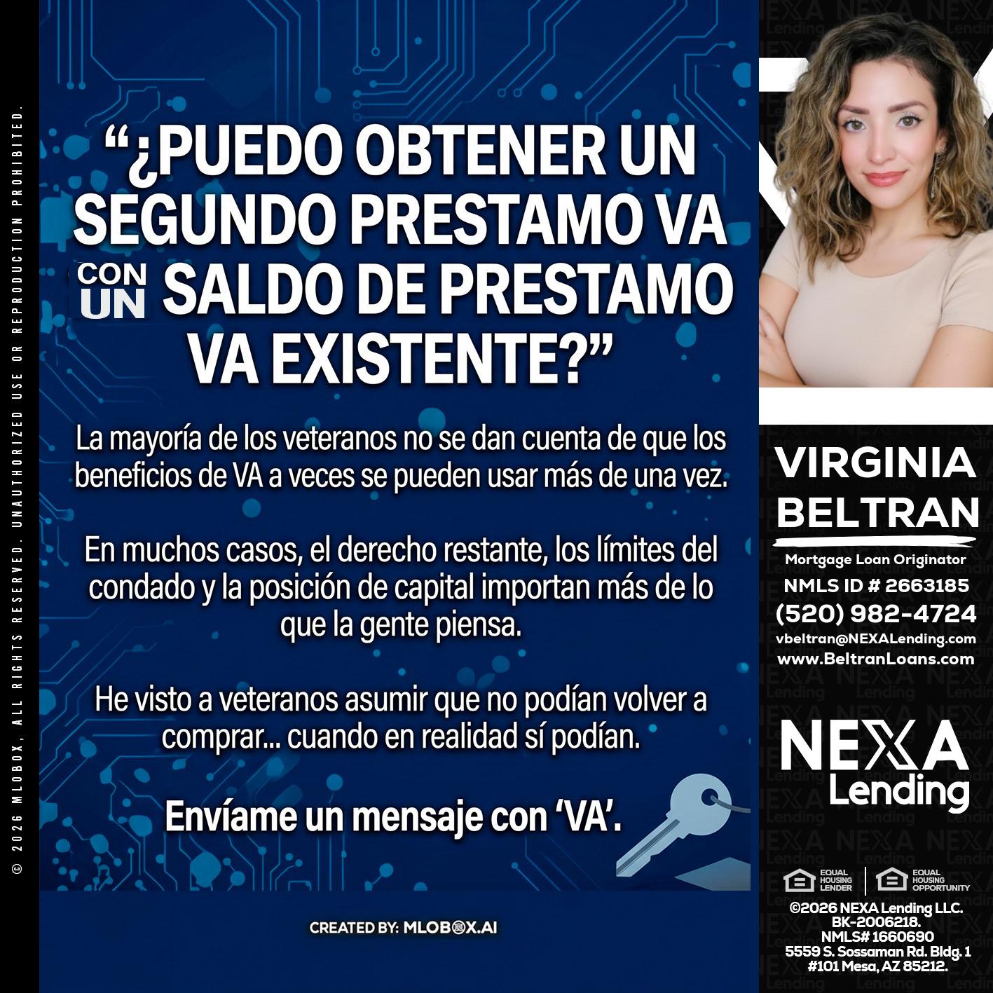 PUEDO OBTENER UN PRESTAMO VA - Virginia Beltran -Mortgage Loan Originator