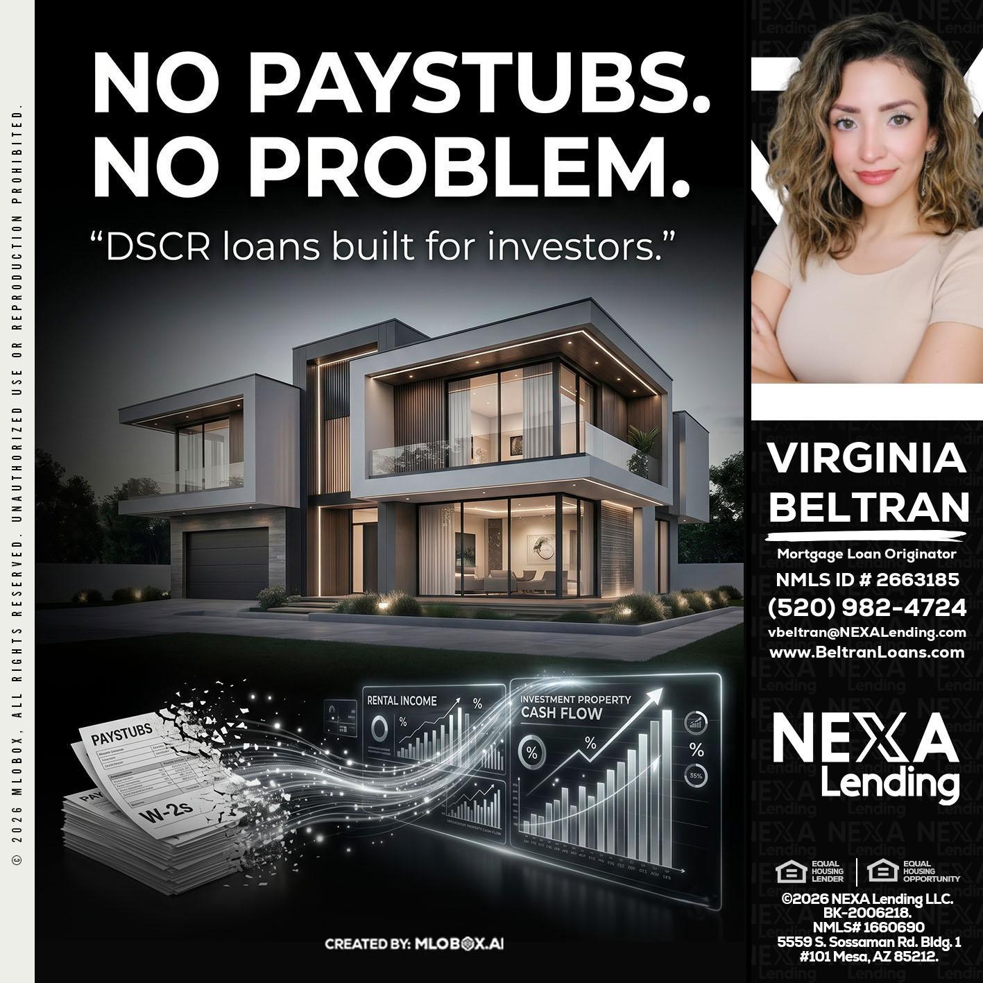 no paystub - Virginia Beltran -Mortgage Loan Originator