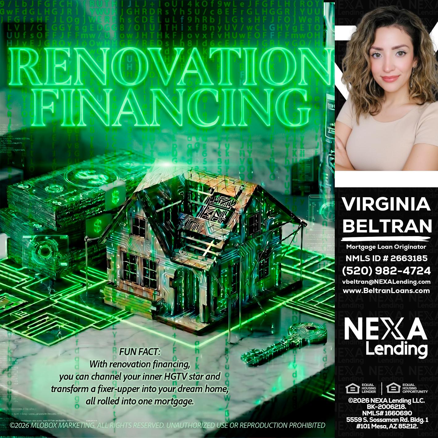 RENOVATION FINANCING - Virginia Beltran -Mortgage Loan Originator