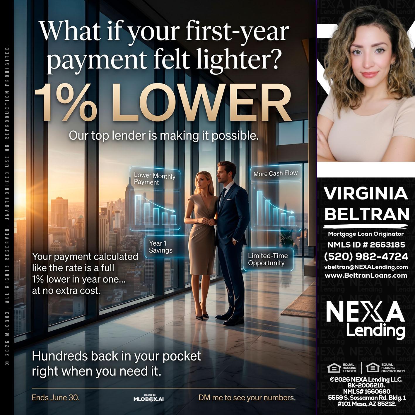 1% LOWER - Virginia Beltran -Mortgage Loan Originator