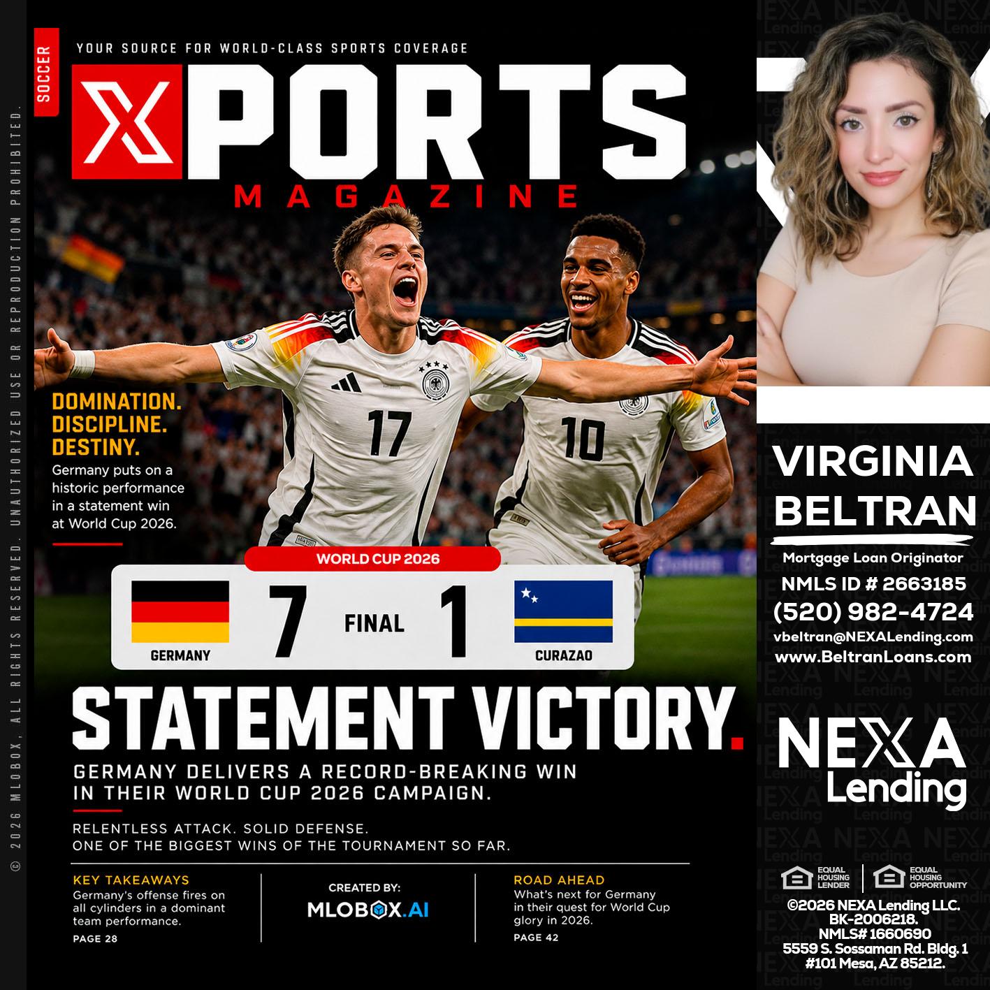 GERMANY VS CURASSAO (7-1) - Virginia Beltran -Mortgage Loan Originator