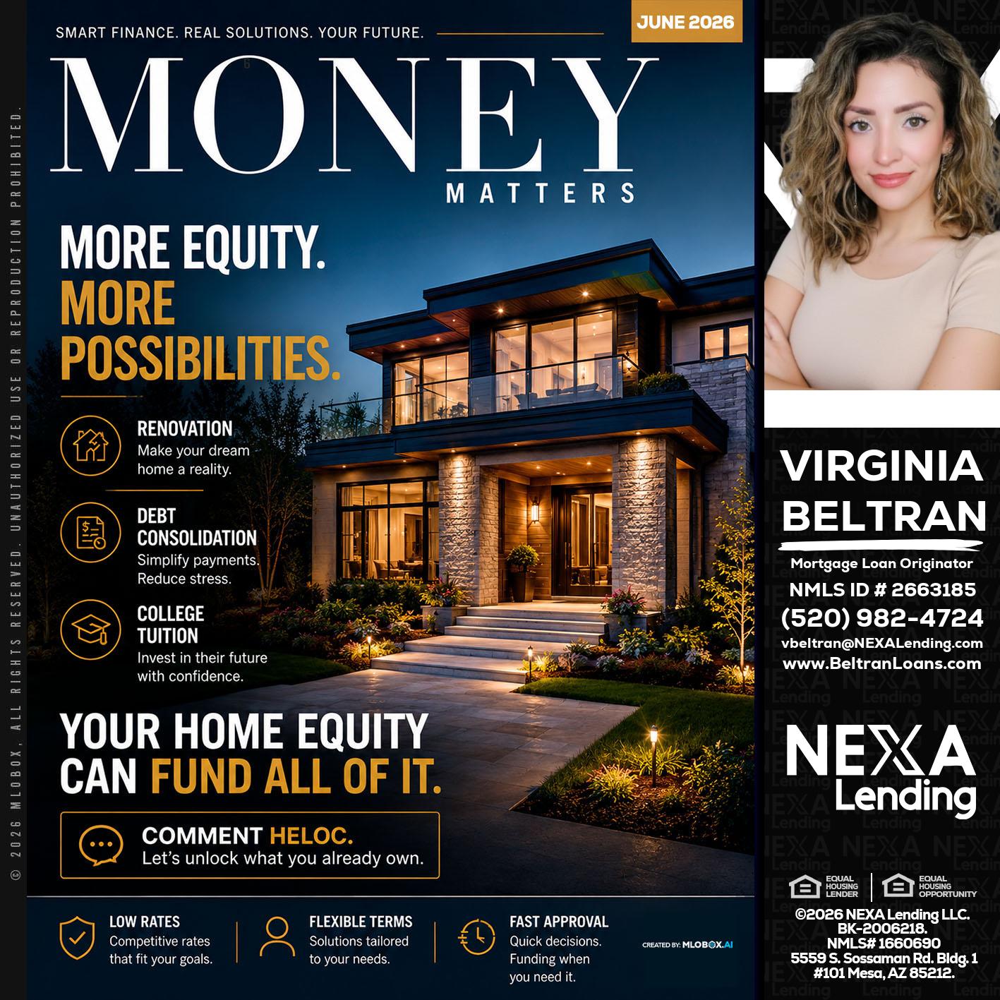 MONEY MATTERS - Virginia Beltran -Mortgage Loan Originator