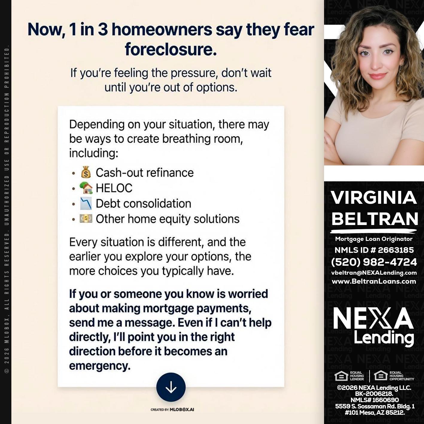 NOW, 1 IN 3 - Virginia Beltran -Mortgage Loan Originator