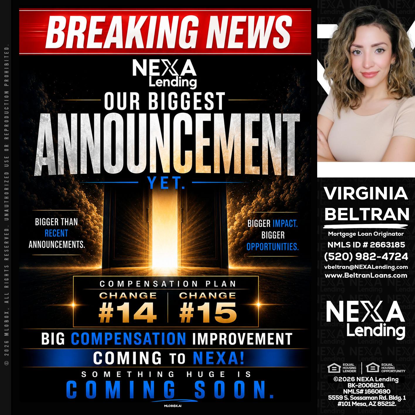 BREAKING NEWS - Virginia Beltran -Mortgage Loan Originator